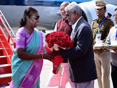 jharkhand  president murmu reaches ranchi to attend 3rd convocation of central university