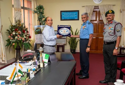 mizoram cm zoramthanga  air marshal sp dharkar discuss security issues in the northeast