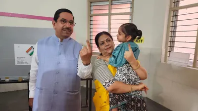 union minister pralhad joshi casts vote  confident of winning all 14 seats going to polls in karnataka today