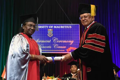 president droupadi murmu conferred with honorary doctorate by university of mauritius