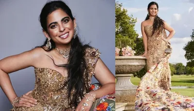 isha ambani adds  floral  touch to met gala in rahul mishra s sari gown