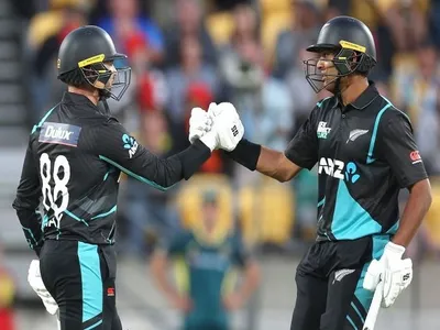 ravindra  conway s blitzkrieg propel new zealand to 215 3 against australia in 1st t20i 