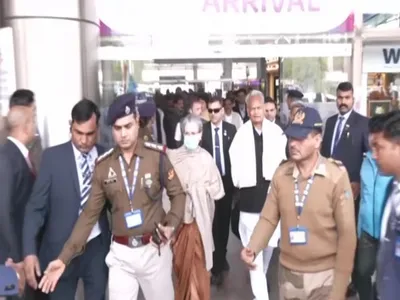 sonia gandhi arrives in jaipur to file nomination for rajya sabha elections from rajasthan