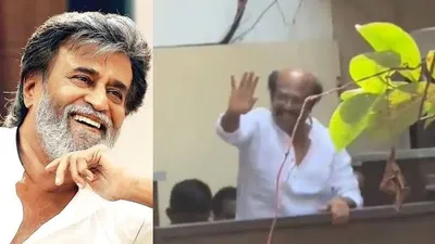 rajinikanth greets fans gathered outside his chennai residence on new year