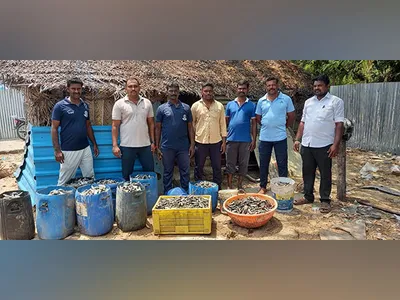 marine police seizes 550 kg banned sea cucumbers from a house in rameshwaram