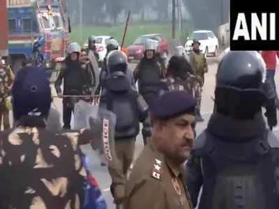 farmers vs haryana police  chaos at shambhu border  farmers break barricades  several detained