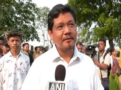 ls poll  meghalaya cm conrad sangma reaches polling booth in west garo hills to cast his vote