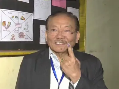 former sikkim cm pawan chamling casts his vote in namchi