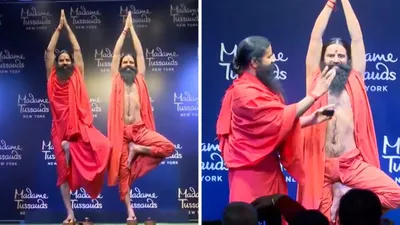 baba ramdev s wax impression unveiled  to adorn madame tussauds museum in new york