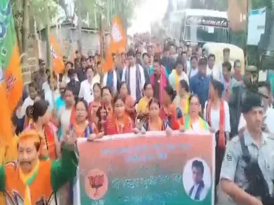 ex tripura cm biplab deb participates in mega rally after lok sabha nomination