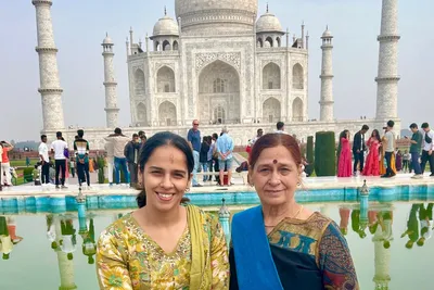 olympic medallist saina nehwal shares glimpse of her visit to  marble ous taj mahal  with her mother