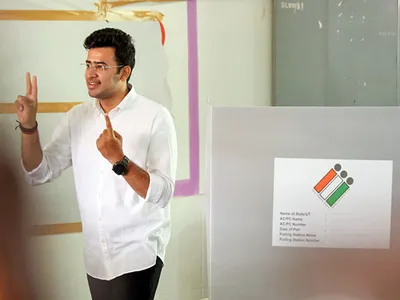 election commission books bjp mp tejasvi surya for  soliciting votes on ground of religion 