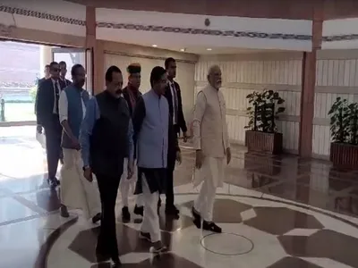 bjp parliamentary meeting begins amid suspense over chief ministers in states