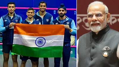 pm modi congratulates indian men s squash team for winning gold at asian games
