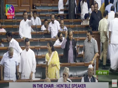 congress  ncp and dmk mps stage walkout as fm sitharaman speaks on no confidence motion
