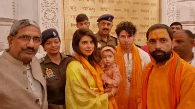 priyanka chopra arrives in ayodhya with husband nick jonas  daughter malti marie