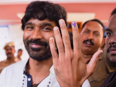 lok sabha elections  actor dhanush casts vote in chennai
