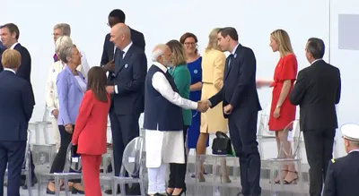 pm modi  president macron arrive at champs elysees ahead of bastille day parade
