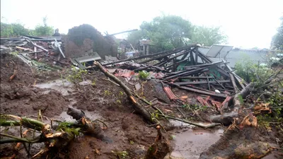 uttarakhand  debris piles up in amori village near national highway after heavy rainfall