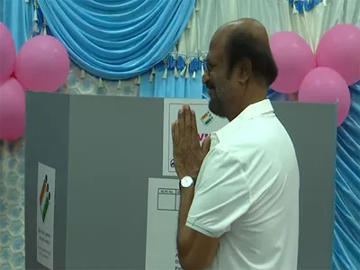 ls polls 2024  rajnikanth casts his vote in chennai
