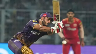 ipl 2023  nitish s fifty  fiery cameos from russell rinku help kkr clinch five wicket win over pbks
