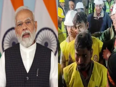 pm modi speaks to workers rescued from silkyara tunnel over phone