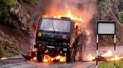 grenades lobbed by terrorists possibly led to truck catching fire  killing 5