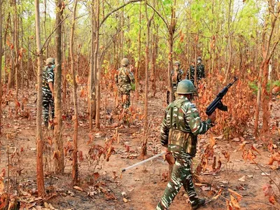 chhattisgarh  one naxal killed in encounter with security forces in bijapur  encounter underway