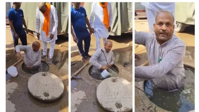madhya pradesh  bjp councillor cleans choked sewer in gwalior  alleges municipal corporation didn t act on his complaints