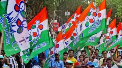 tmc protests against bjp s sreerupa choudhary at polling station in malda