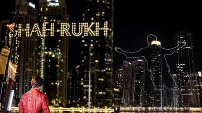 stunning drone show lights up dubai with srk s signature pose