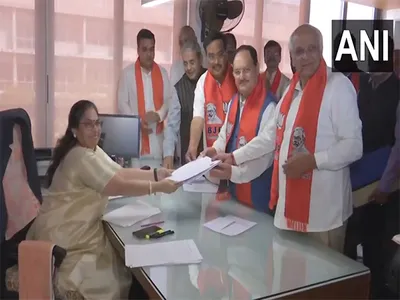 bjp chief nadda files nomination as rajya sabha candidate from gujarat